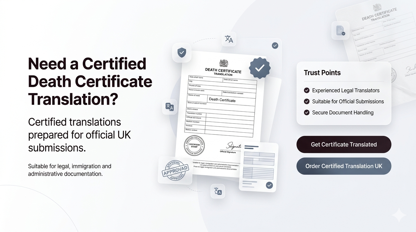 Professional death certificate translation services for UK legal and immigration purposes
